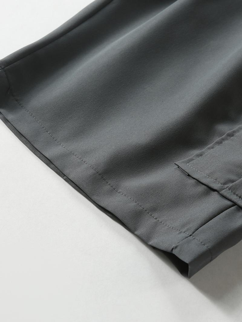 Men's Casual Cargo Shorts, 3-Pack, Black, Relaxed Fit with Functional Pockets, Solid Color, Mid-Rise, Suitable for Casual Wear and Sports, Casual Wear Shorts | Stylish Appearance | Durable Fabric with Twill Pocket Design