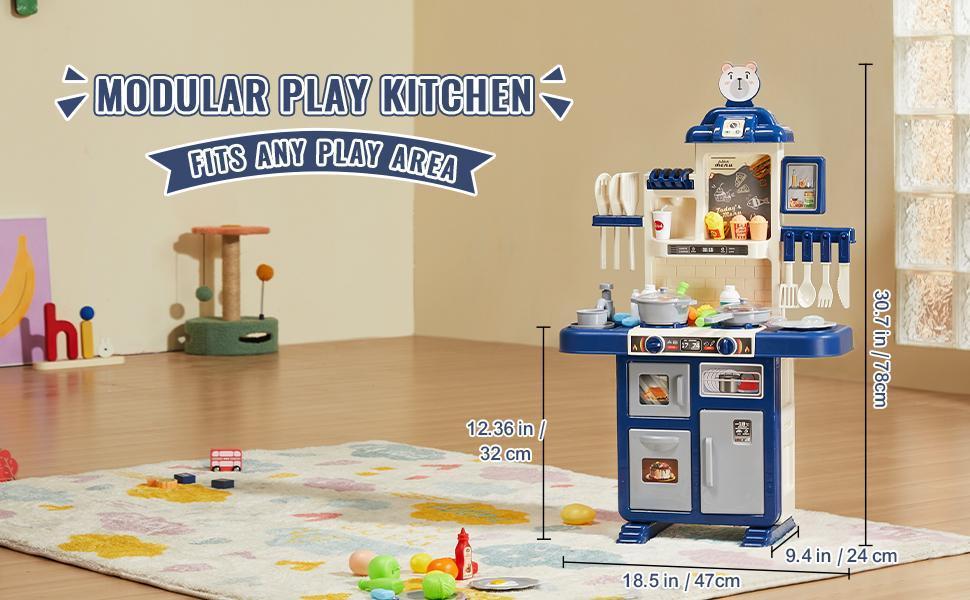 VEVOR Kids Kitchen Playset, Toddler Kitchen with Cooking Stove with Steam, Sounds and Lights