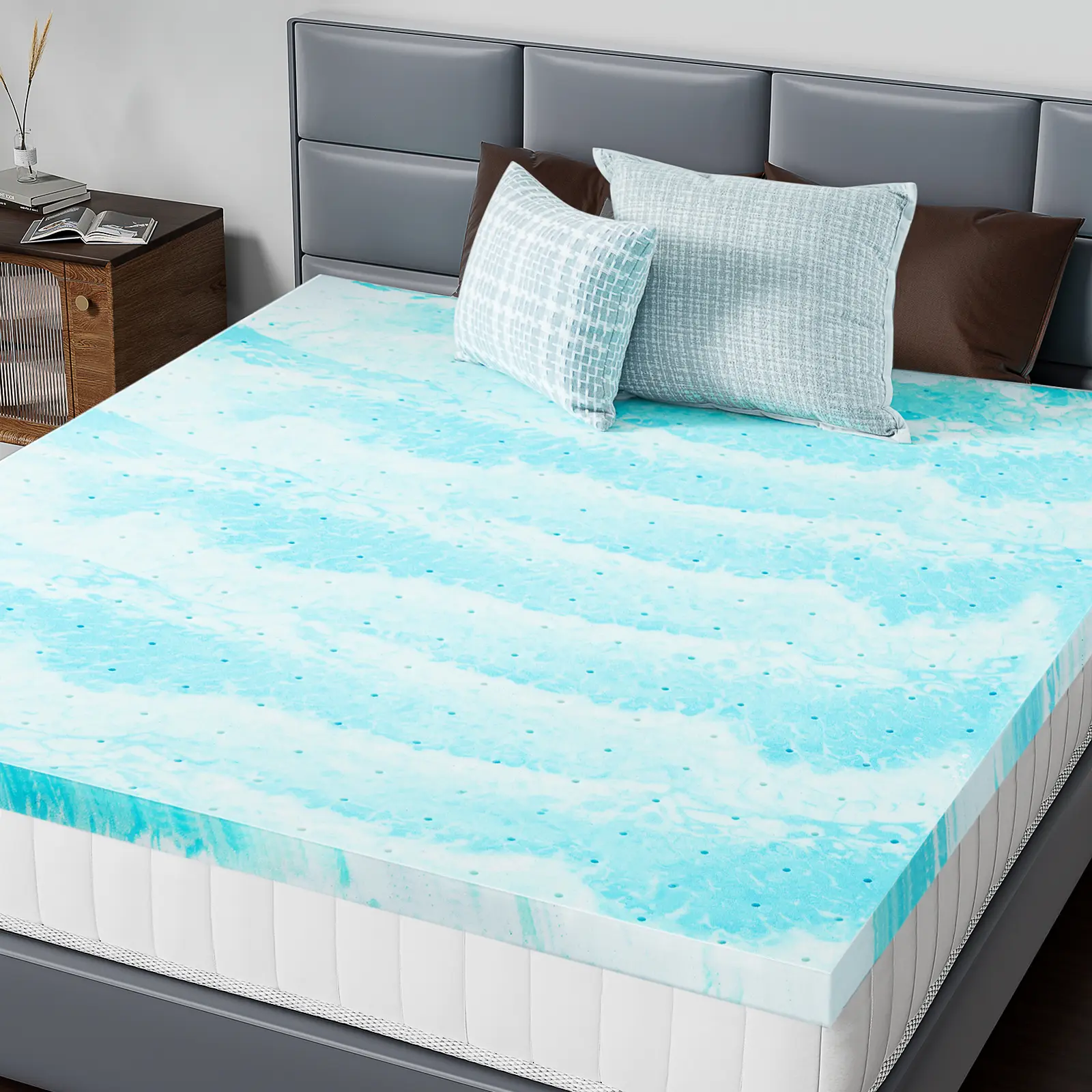 Memory Foam Mattress Topper - Soft, Breathable, Pressure-Relieving Bedding Pad for Home, Dorm Use