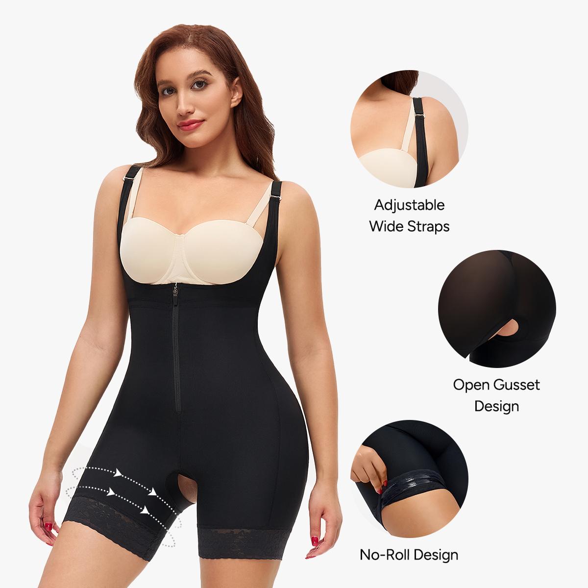【LIVE】Nebility Women's High Waisted Lace Shapewear Bodysuit Tummy Control Postpartum Support Butt Lifter for Snatched Waist Basic Compression Black