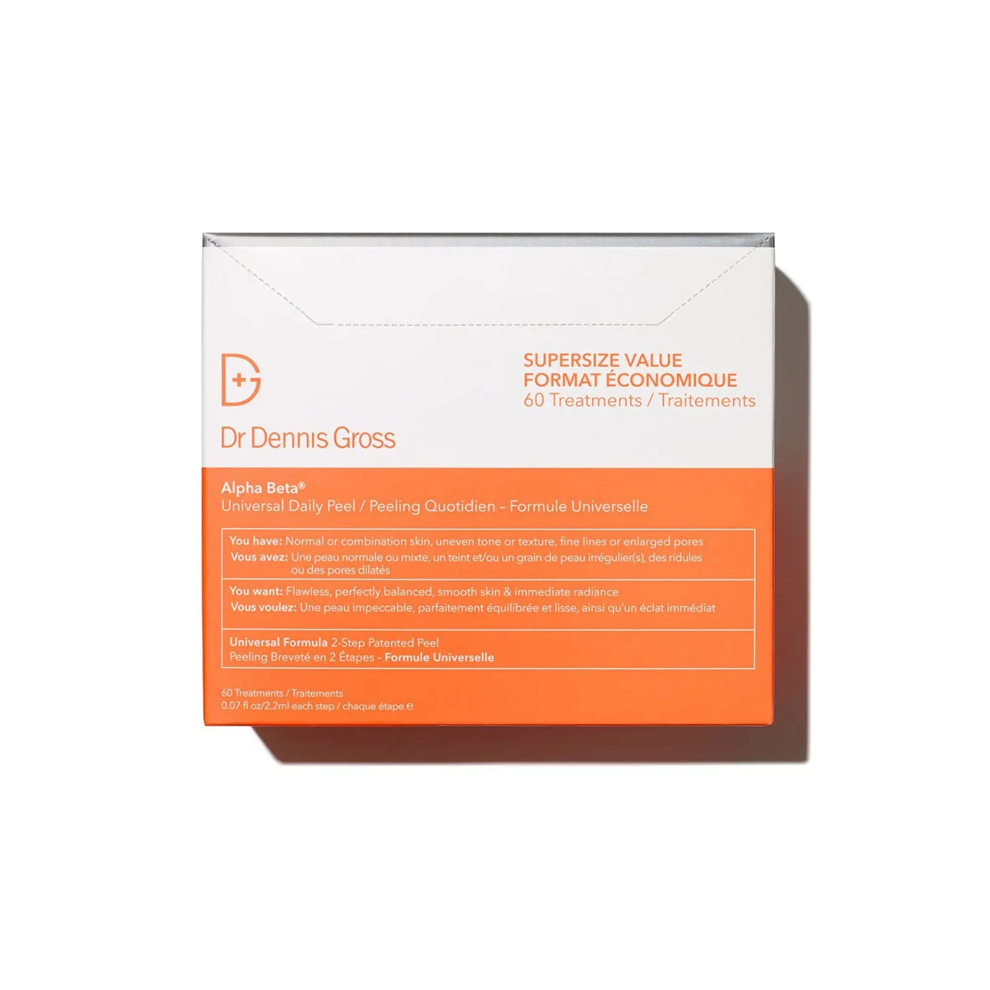 Dr. Dennis Gross Alpha Beta Universal Daily Peel, 60-Pack Face Peel with Vitamin C, Sodium Bicarbonate, Resveratrol, Lecithin, Glycolic, Salicylic, Lactic, Fragrance-Free, Firming & Anti-Wrinkle Benefits