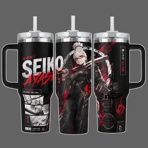 Dandadan Seiko Ayase Mantis Spirit Black Red 20oz/40oz Stainless Steel Insulated Tumbler, Straw Lid Included, 40oz Handle Option, Anime Travel Mug Gift
