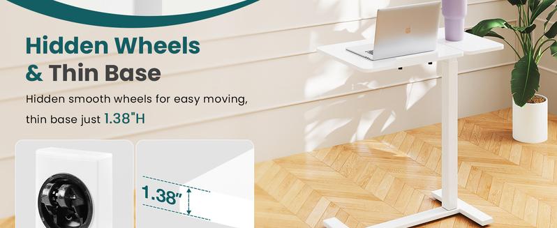 Sweetcrispy Store-Overbed Bedside Table with Wheels, Adjustable Hospital & Home Use Bed Table, Rolling Laptop Table, Mobile Standing Desk