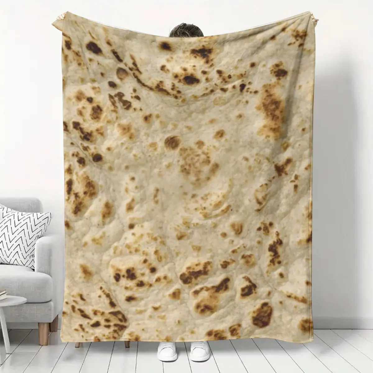 A Soft And Warm Blanket with a Texture Resembling Burritos And Corn Tortillas-Ideal for Home Decor, Sofas, Beds, Offices, Camping, And Travel. This Versatile Blanket Is Made of Skin-Friendly Fleece