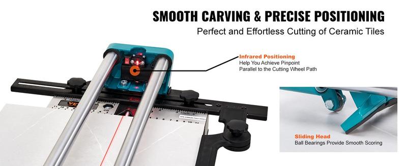 VEVOR Manual Tile Cutter 48 Inch Porcelain Ceramic Tile Cutter with Tungsten Carbide Cutting Wheel, TikTokShopBlackFriday, Infrared Positioning, Anti-Skid Feet, Double Rails