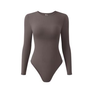 OYV Women's Bodysuits Sexy Ribbed One Piece Long Sleeve Small Crew Neck Tops Bodysuits Fashion Casual