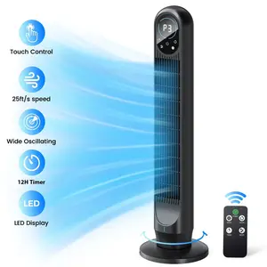 [Not A/C] Tower Fan with Remote, 31" Bladeless Floor Fans for Home, 4 Modes & 4 Speeds, 12H Timer, LED Display, 80° Oscillating Wide Cooling for Bedroom, Office