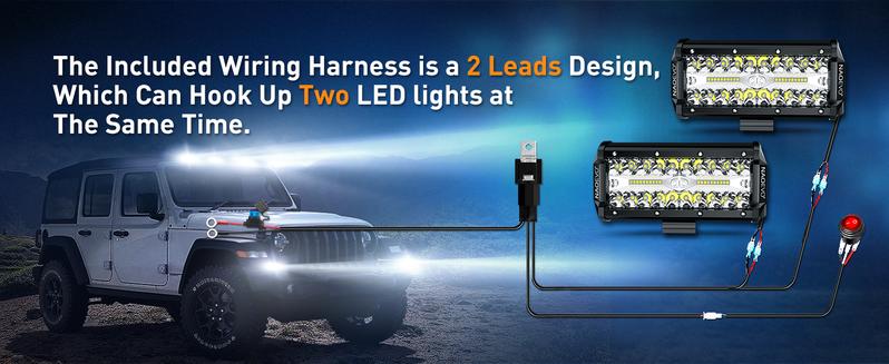 NAOEVO 7 Inch LED Light Bar 240W 24,000LM Offroad Fog/Driving Lights with 2 Leads Wiring Harness Kit, Spot Flood Combo Beam, 2-Pack (White) NAOEVO 7 Inch LED Light Bar 240W 24,000LM Offroad Fog/Driving Lights with 2 Leads Wiring Harness Kit, Spot Flood Combo Beam, 2-Pack (White)