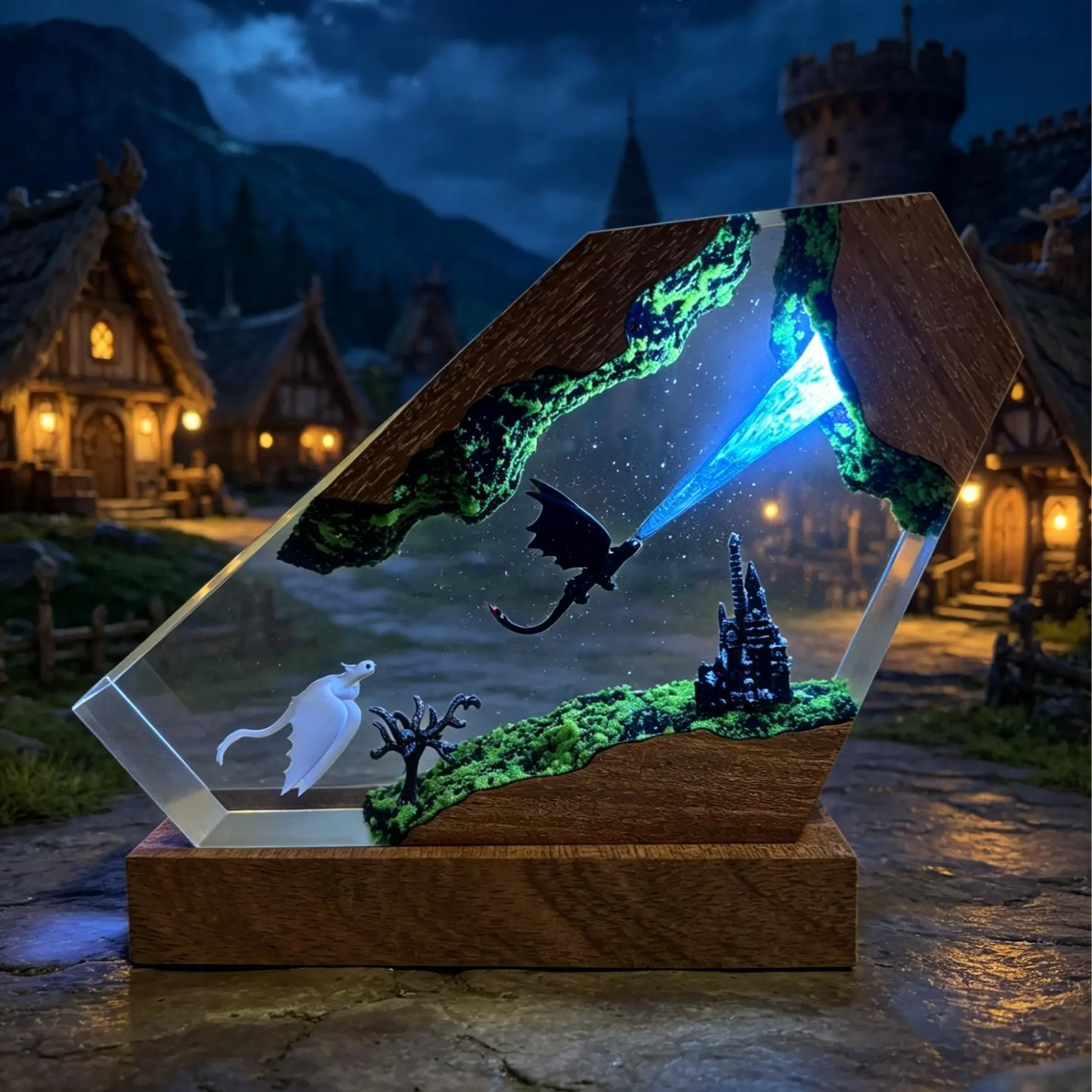 How To Train Your Dragon Resin Lamp-Toothless Night Light Room Ornament Handmade Desktop Decor Creative Decorative Desk Mood Lamp, Unique Gift for Christmas Birthday Led Decoration Lamp Decorative Atmosphere Lamp