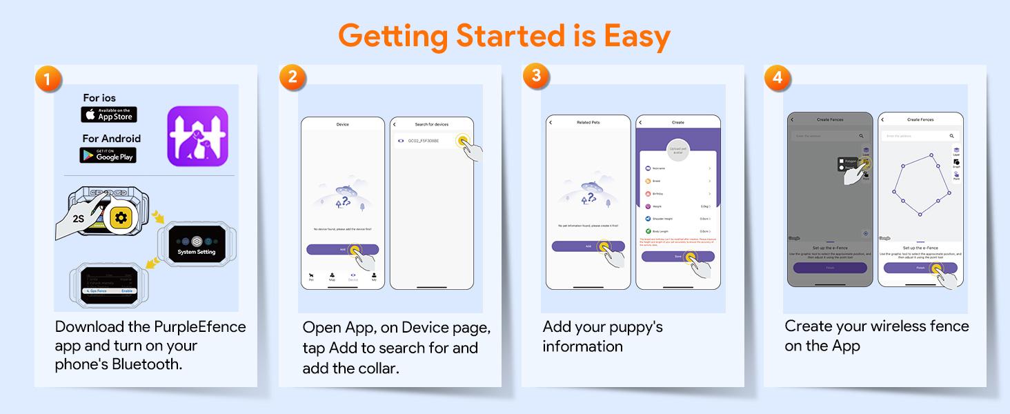 Meowant GPS Wireless Dog Fence Collar，with Training Remote,Custom Fence,Beep/Vibration/Correction,Alert Band,Waterproof LCD Collar,Outdoor