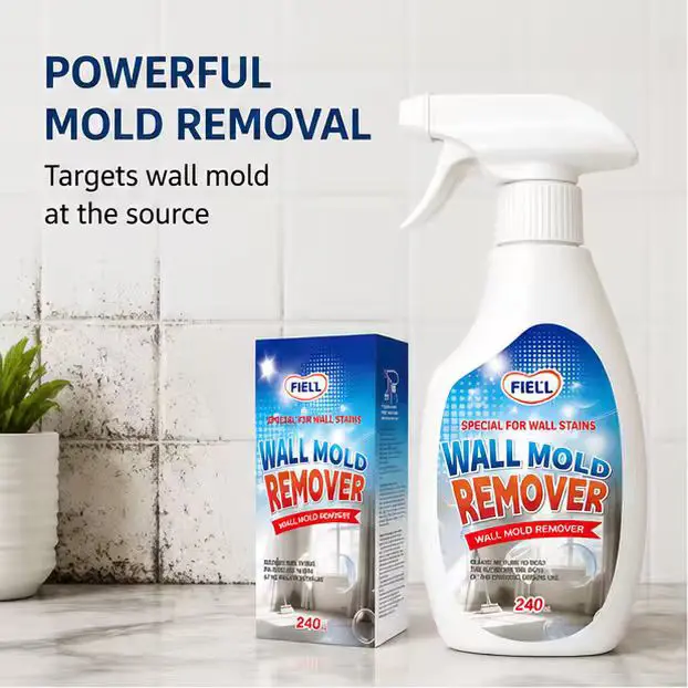 Mold & Mildew Remover Spray - No Scrub Wall Mold Remover, Bleach-Free Home Cleaner, Effective Stain Removal Interior Cleaner, Safe for Kids & Pets, Long-Lasting Protection for Bathroom Walls Tile Grout Household Items