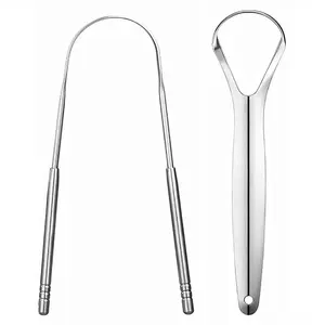 Tongue Scraper (2 Pack), 100% Stainless Steel, Easy to Use Tongue Scraper for Adults, Tongue Cleaner