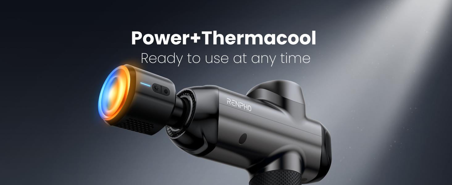 RENPHO Massage Gun Deep Tissue with Heat and Cold, Percussion Muscle Massage Gun Bluetooth with 12mm Amplitude, Handheld Massager Gun, Power+ Thermacool