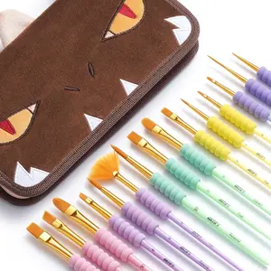 Artify Paint Brushes for Kids, 15-Sizes Paint Brush Set for Kid's Arts and Crafts, Ergonomic Donuts Handle | Macaron Colors Kids Paint Brushes, for Acrylic, Oil, Watercolor, Gouache, Paint by Numbers