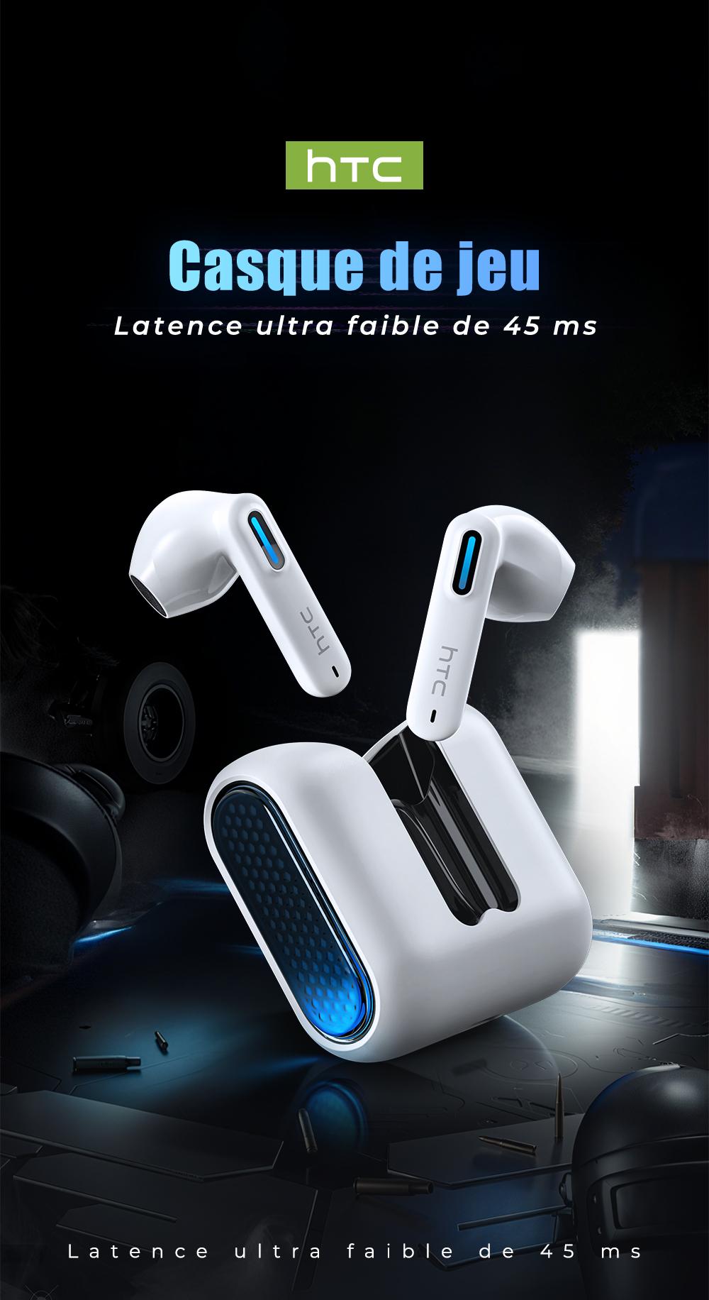 HTC NE49-ai translation headset Bluetooth headset (6.0), charging box, IPX5 waterproof, 35 hours of charging box life, built-in microphone.