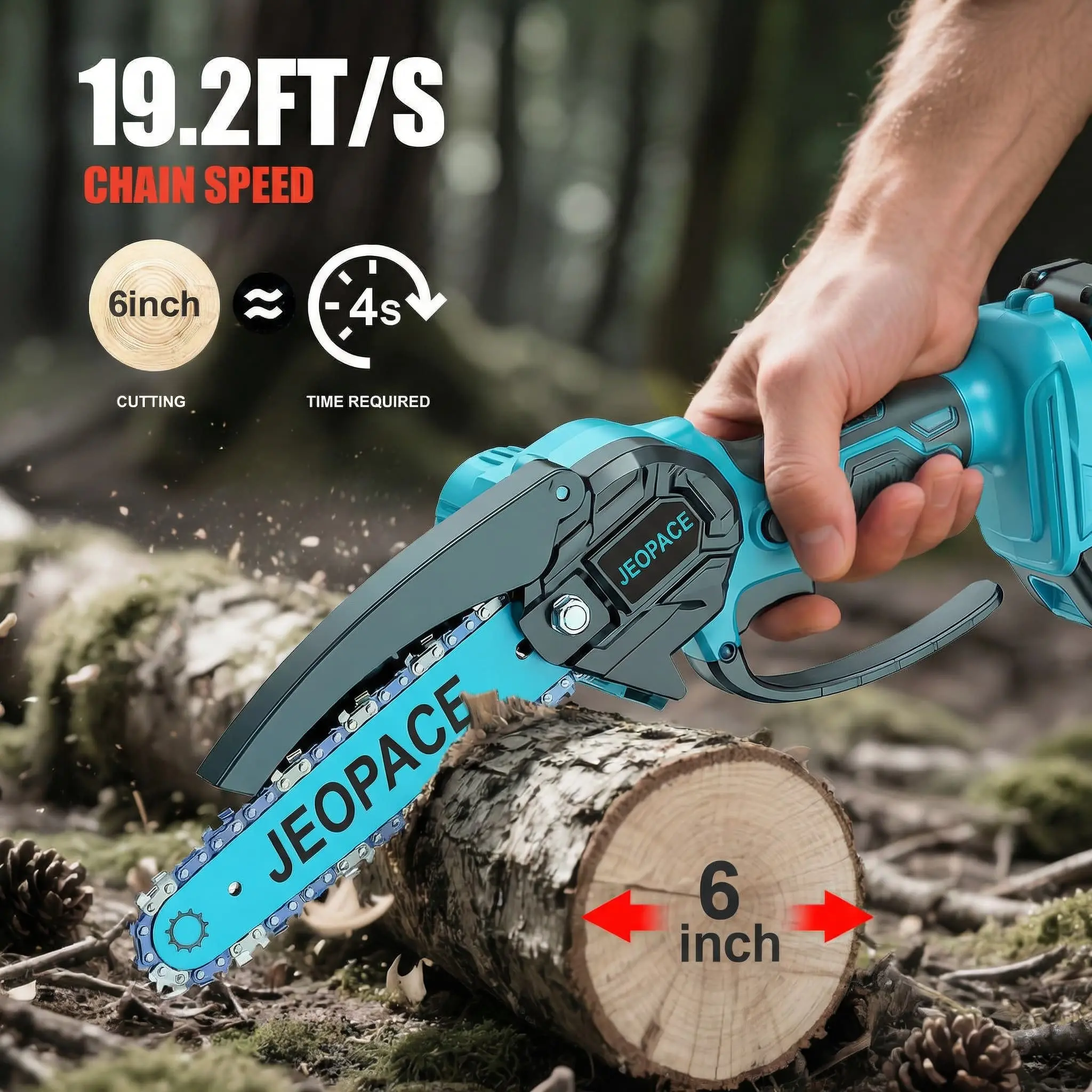 6-Inch Compact Body Cordless Chainsaw with Spare Chain, Adjustable Chain, Safety Splash Guard, 1200mAh High-Performance Rechargeable Battery Kit, Plastic Storage Box, Grip Base Handle, Portable Garden Pruner for Yardwork, Ideal Gift for Gardeners, Ultra-L