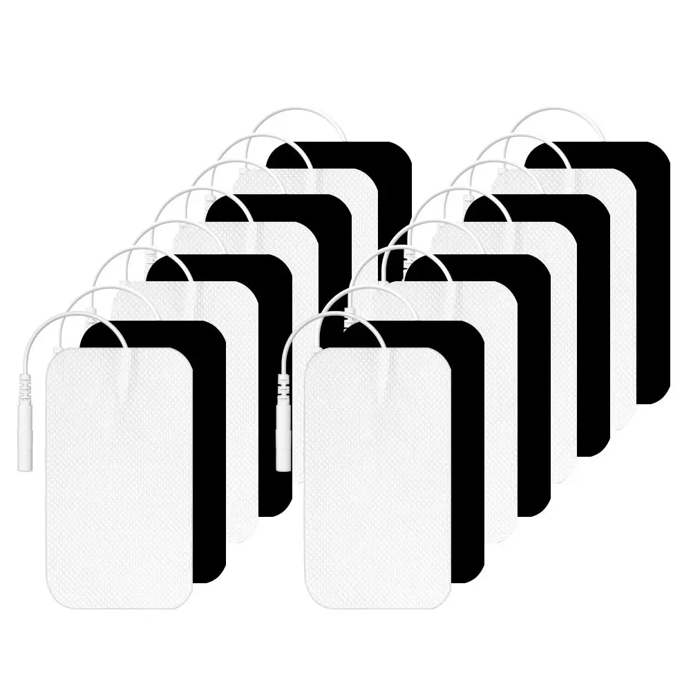 Replacement Self Adhesive TENS Massage Electrode Pads for Acupuncture Pulse Physiotherapy Sticker EMS Muscle Stimulator Massager Accessories Electrodes Gel Patches Reusable Full Body Electrical Stimulation Therapy Patch Attachment 2mm Plug