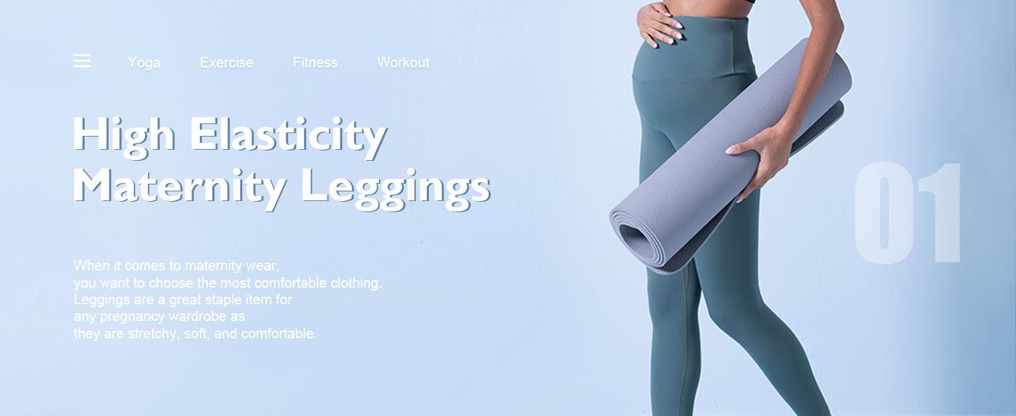 POSHDIVAH Women's Maternity Leggings Over The Belly Pregnancy Yoga Pants Active Wear Workout Leggings skinny pant cute maternity outfits solid pregnancy supply