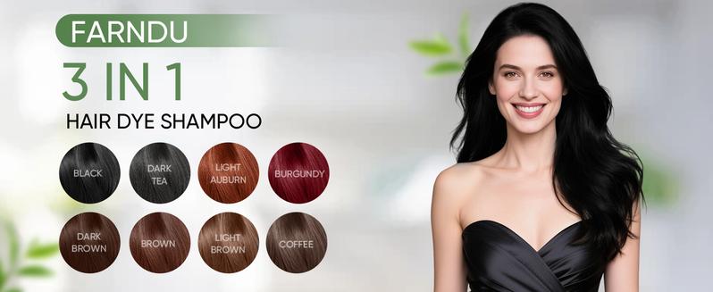 FARNDU Hair Dye 3-in-1 Shampoo Haircare, Cover Gray Hairs, 10 Mins Hair Coloring, Plant Extracts, Long Lasting, Mild, Moisture (400 mL)