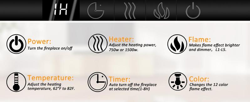 【2 Packages Shipping】Dragosum 58" Fireplace TV Stand, LED Light Entertainment Center,  TV Console for The Living Room, Storage Cabinet, Media Console Table, Suitable for TVs Up to 65" with 52" Electric Fireplace