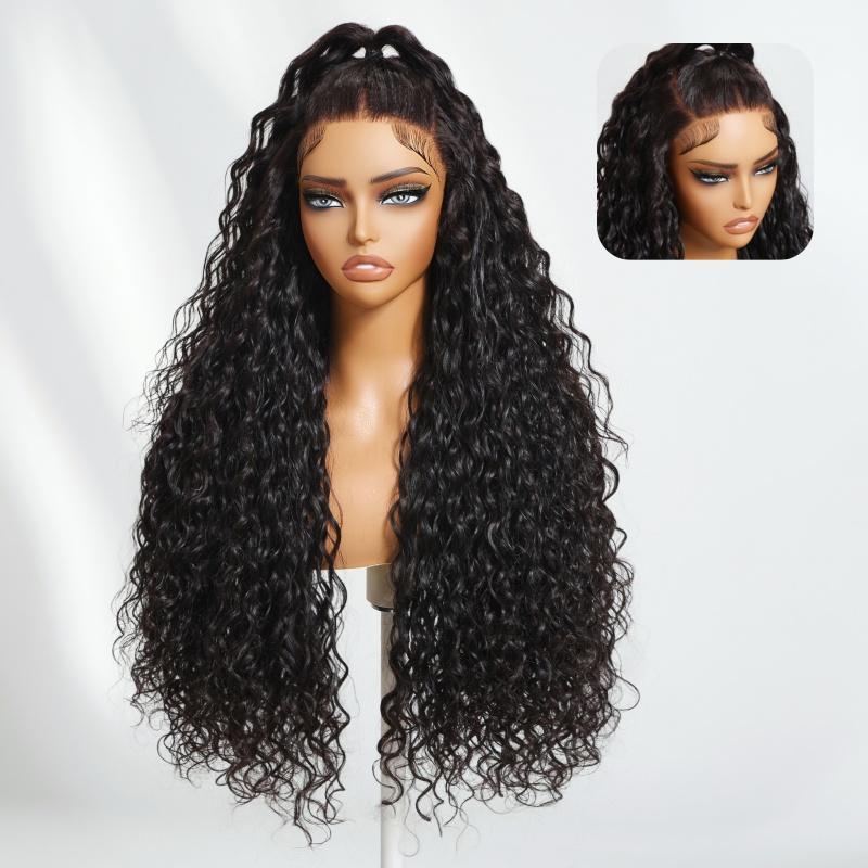 【Bye Bye Slip】 UNice Water Wave Wig with Free Baby Hair Pre-Cut 7x5 HD Lace Closure Human Hair Wigs with Drawstring Ready To Wear Invisible Knots Wig for Beginners Friendly All Day Secure