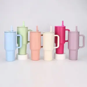 Stainless Steel Vacuum Insulated Cup, 1 Count Leak-proof Kitchen Thermos with Handle & Straw, Drinking Cup for Home Office Outdoor Camping, Drinkware