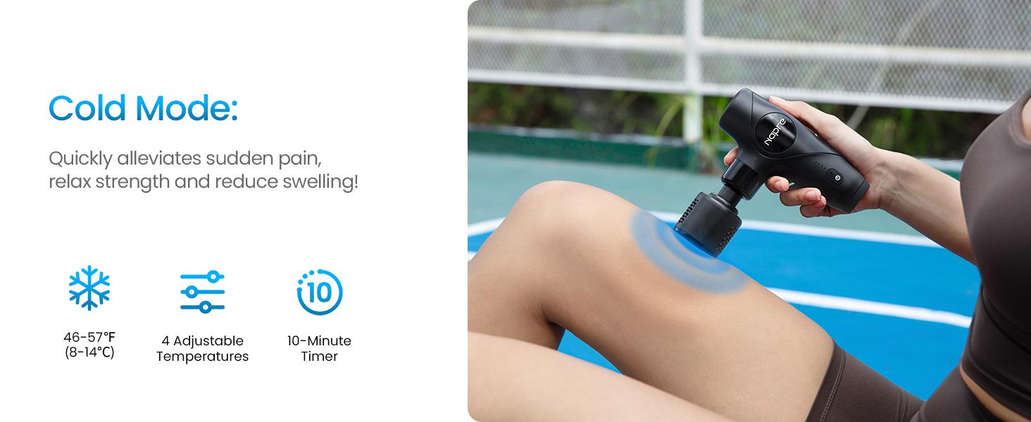 NAPRE 3-in-1 Mini Massage Gun with Heat and Cold,Deep Tissue Back Massage with Detachable Handle for Neck/Body Pain Relief,Portable Handheld Percussion Muscle Massager,Small & Quiet,5 Heads with Case,Gift
