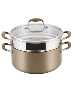 Anolon Advanced Home Hard-Anodized Nonstick 8.5 Qt Wide Stockpot with Multi-Function Insert for Easy Cooking - Cookware