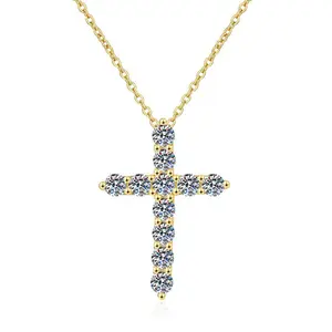 #87 (Cross Necklace) 925 Sterling Silver Synthetic Moissanite Necklace