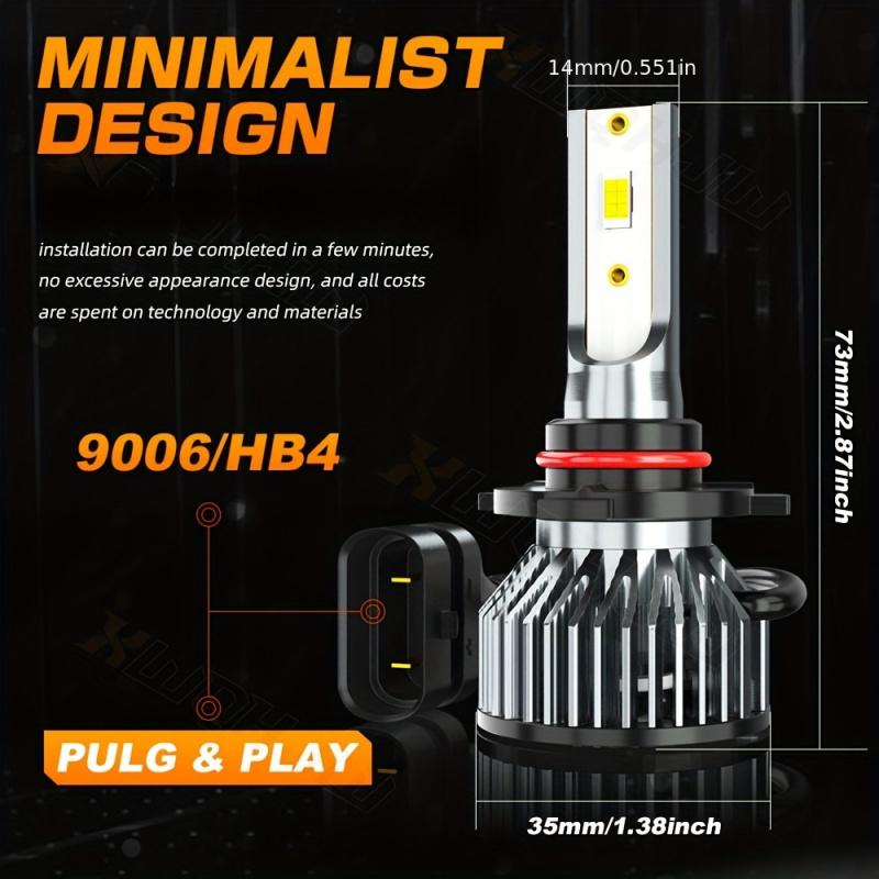 White & Crisp Vision: DOT Approved LED Headlights Kit - 6000K Brightness for Superior Night Driving Safety.