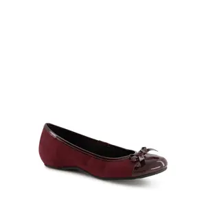 Andrea Burgundy Bow Ballet Flats