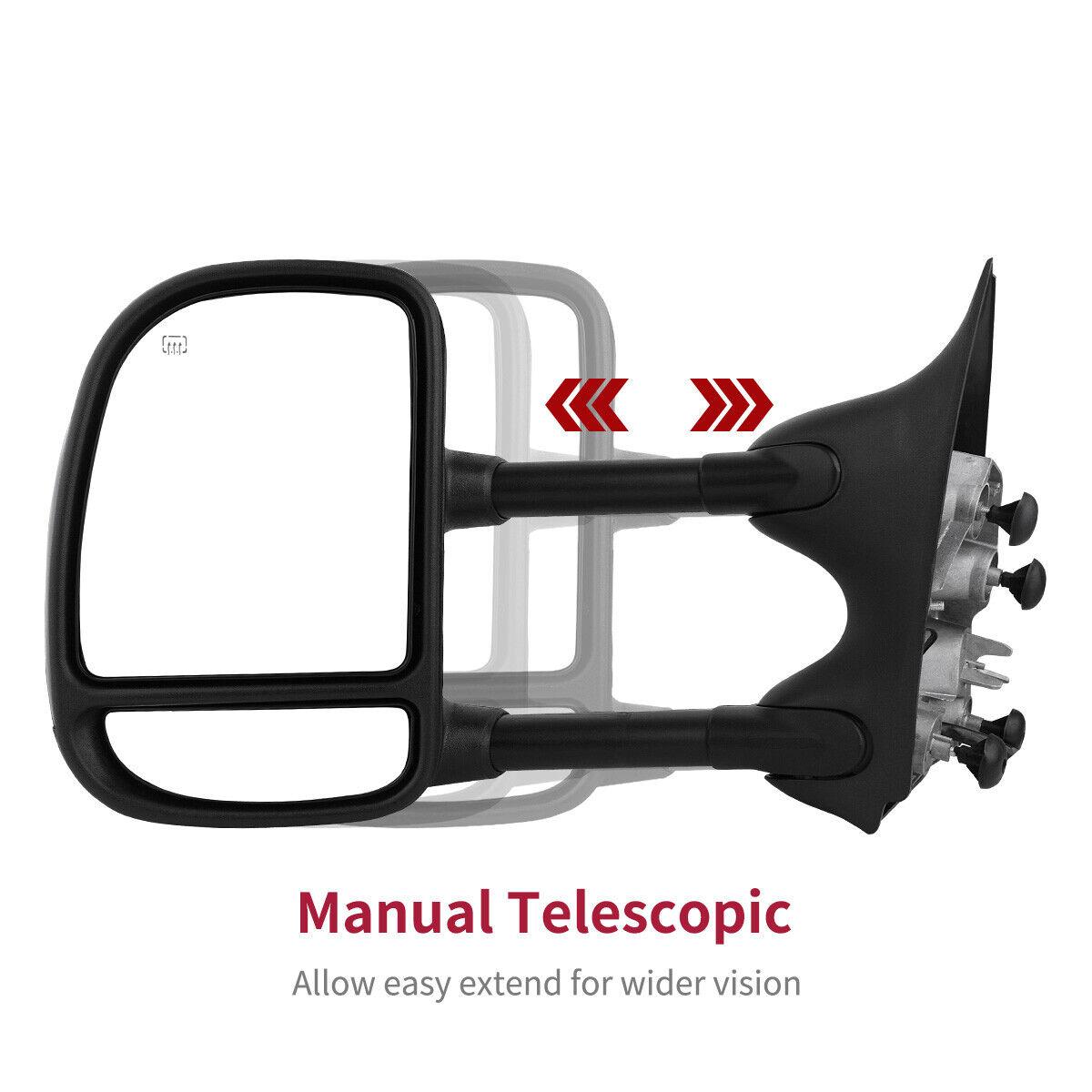 YITAMOTOR Tow Mirrors Compatible with 1999-2007 Ford F250 F350 F450 F550 Super Duty, 2001-2005 Ford Excursion Power Heated LED Signal Light Pair