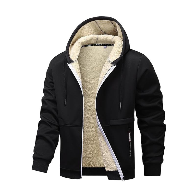 2PCS - Autumn And Winter Men's Simple Solid Color Hoodie, Drawstring Hooded Cardigan Coat, Men's Winter Clothing, Autumn And Winter Sports Outdoor Wear