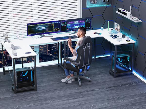 【Deal】Sweet Furniture S - L Shaped Computer Corner Desks Gaming Desk PC Table with CPU Stand Side Bag for Home Office Dorm Sturdy, 50 Inch 【Deal】Sweet Furniture S - L Shaped Computer Corner Desks Gaming Desk PC Table with CPU Stand Side Bag for Home Office Dorm Sturdy, 50 Inch