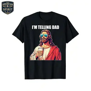 I'm Telling Dad Jesus Lovers T-Shirt for Football Boys Kids The American Spirit  Easter Fun Humorous Phrase Playful Message