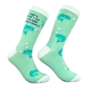 Men's Thats What I Do I Fish and I Know Things Socks Funny Sarcastic Fishing Graphic Novelty Footwear For Men Funny Graphic Socks Comfortable Fitted Spandex Cotton