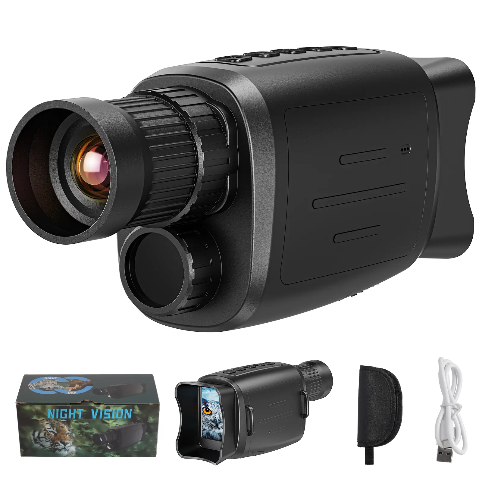 Handheld Digital Night Vision Monocular - HD Photo & Video Storage, Rechargeable Scope with 16x Digital Zoom, Customizable IR Intensity Adjustment, 7-Level IR for Hunting, Outdoor Enthusiasts to Enhance Outdoor Activities & Exploration