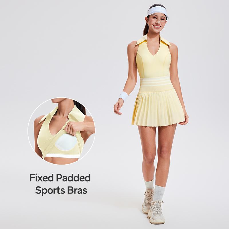 Airfree Two Piece Golf Outfits for Women Tennis Skirt Set for Women Racerback Sleeveless/Longsleeve Top with High Waisted Pleated Skirts Golf Athletic Spring Outfits