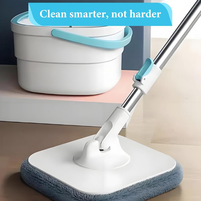 Bepatio 360° Spin Mop and Bucket Set with 2/4 Microfiber Refills , Square Spin Mop Head & Dual Compartment Mop Bucket , Wet And Dry Use, Perfect for Bedroom & Living room & Bathroom