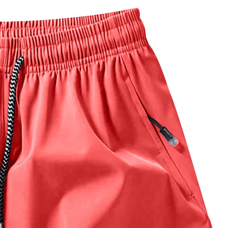 Men's Solid Color Casual Shorts Three-Piece Set, With Zipper Pockets, Summer Fashion Drawstring Sports Shorts, Suitable For Gym And Outdoor Wear