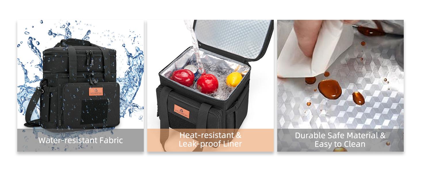 HSHRISH LB01. Large Expandable Insulated Lunch Bags for Men Durable Waterproof Leakproof Tactical Cooler Bag 24 Cans 16 L for Work Beach Picnic Trips