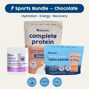 NativePath Ultimate Workout Bundle: Grass-Fed Protein Chocolate + Hydration + Creatine for Muscle Growth & Recovery
