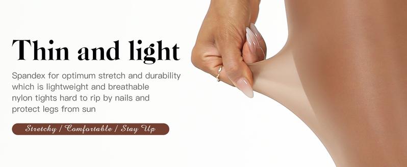 MANZI Women's Shiny Sheer Tights High Waist Silk Comfort Stockings Oil Shimmery Nylons Pantyhose Silky Spandex Elastic Dressy Legwear