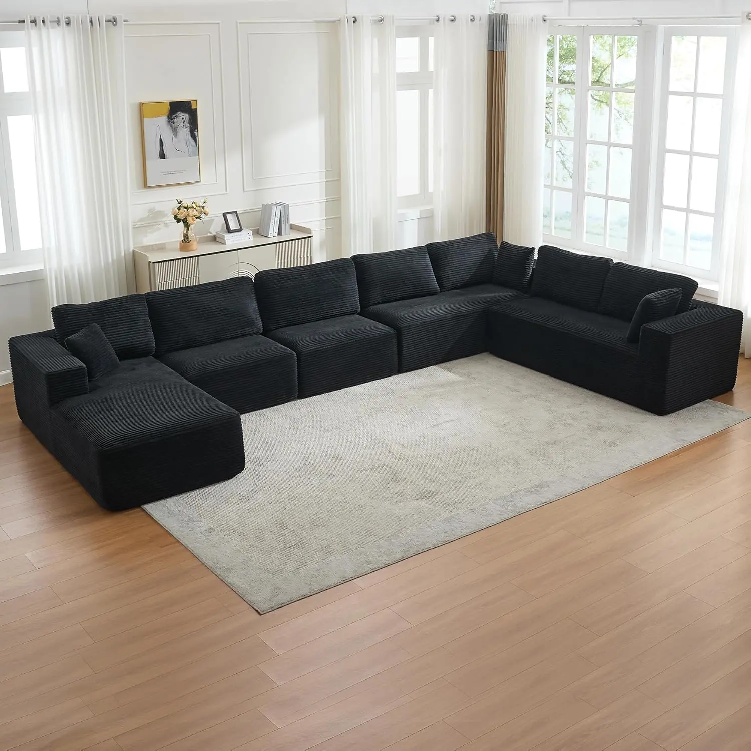 Black-6 Seater - Left Facing Chaise