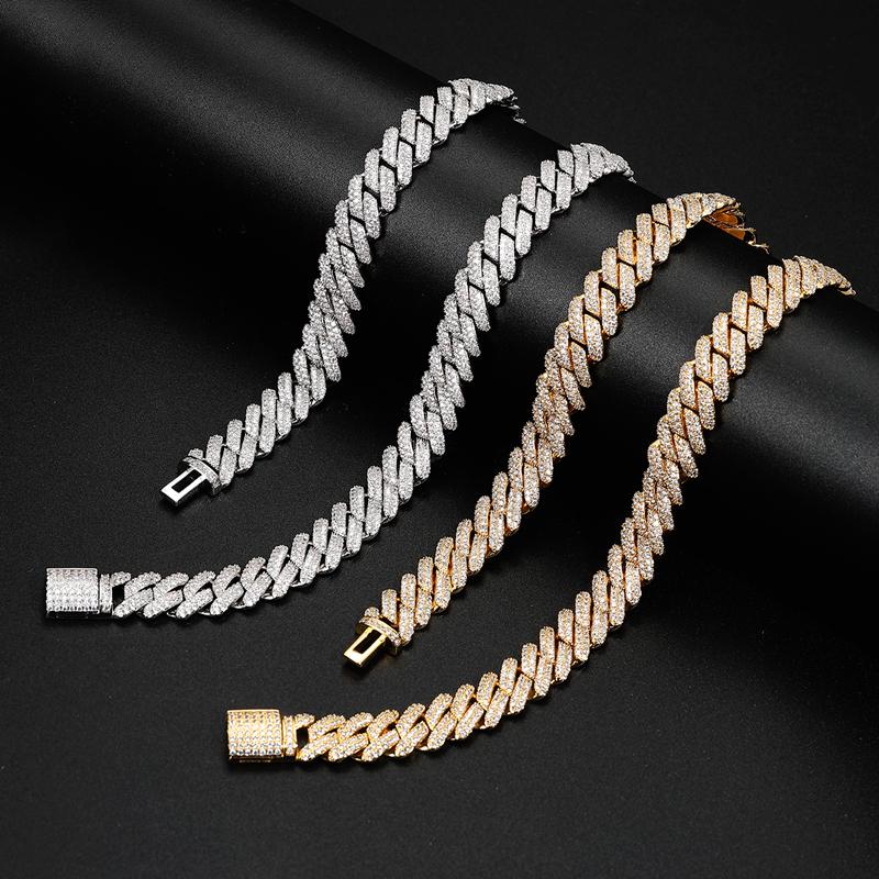 【#CZP397】Shining Cuban Chain Fashion Trend Square Necklace Miami Cuban Chain Ice Out Men's Hip Hop Rap Fashion Necklace Sparkling 14mm Width  FallFreshness