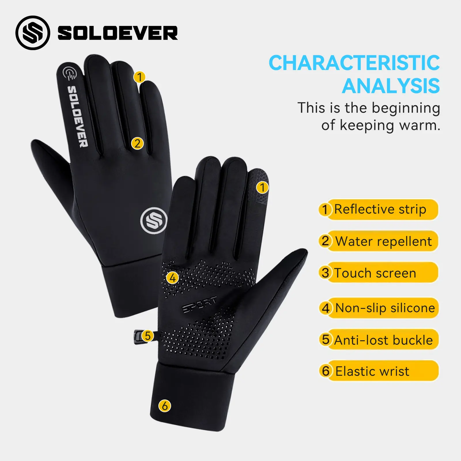 SOLOEVER Outdoor Winter Touchscreen Gloves – Windproof Full-Finger Design, Unisex, Ideal for Skiing, Cycling, Travel, Hiking, Running, Driving, Gardening, and Daily Activities