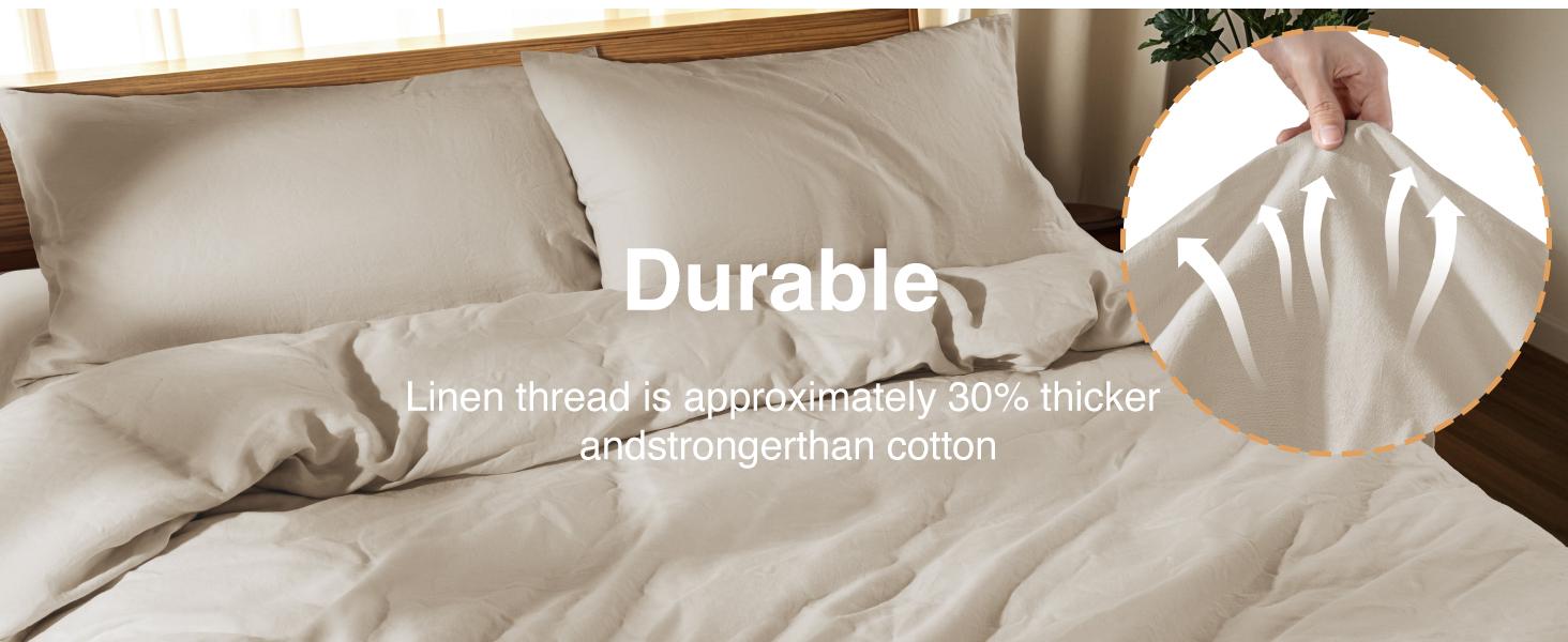 Sonoro Kate Pure French Linen Duvet Cover Set King Size Cooling Bedding for Hot Sleepers Breathable Moisture-Wicking Lightweight Soft Pre-Washed Linen Durable Skin-Friendly Zipper Closure 4 Corner Ties 3-Piece Set