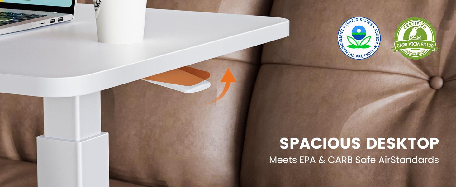 Overbed Bedside Table with Wheels, Mobile Standing Stand Up Rolling Laptop PC, Adjustable Height Tray, Side Computer Workstation for Home Use