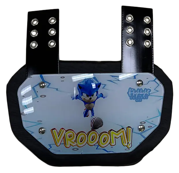 Vrooom - Glossy Backplate - Football Back Plate - Lower Back Protection for Shoulder Pads - Back Bone Protector Shield Backplate for Youth & Adult
