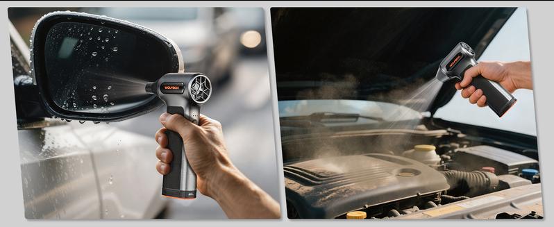 WOLFBOX MF200 Electric Air Duster with Removable Battery, Super Power Cordless Blower - 3-Speed Adjustable, Long Life Mini Air Duster with 4 Nozzles for Computer Keyboard, Car Cleaning, Outdoor Use TikTokShopHolidayHaul